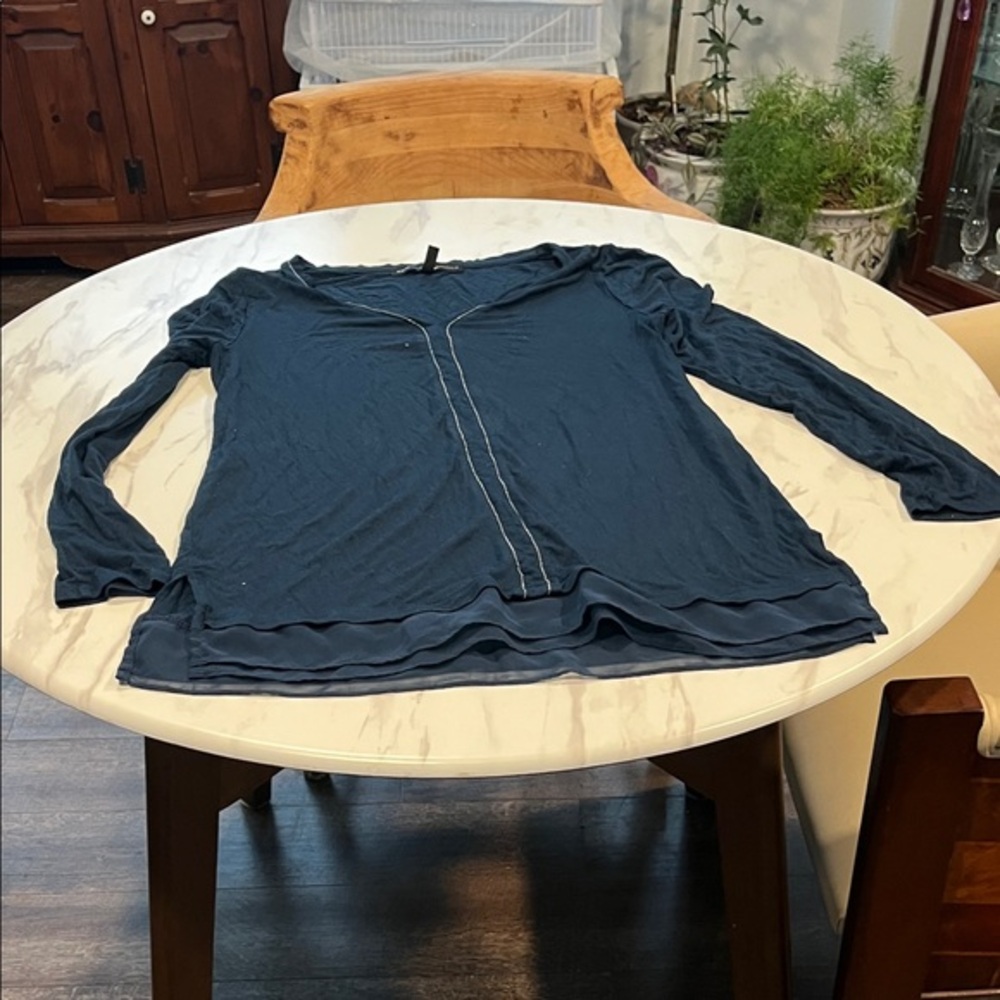 Whie House Black Market Navy Blouse